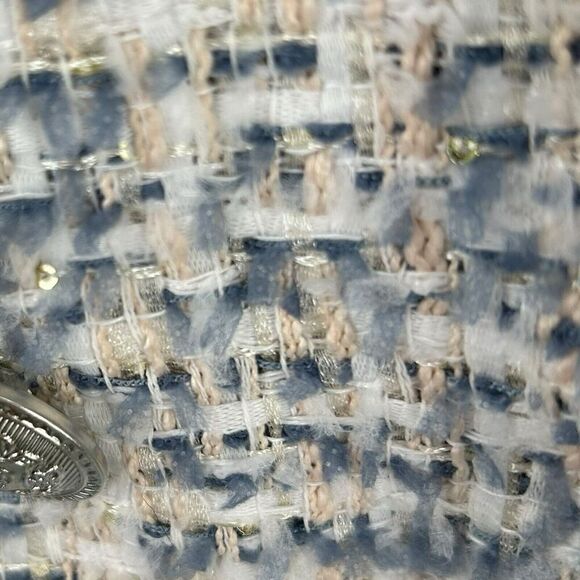 Fore Blazer Size X- Large Tweed White Blue Cream with Sequins Cropped0 - Picture 11 of 16